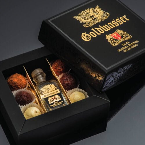 ZESTAW UPOMINKOWY GOLDWASSER+ PRALINY