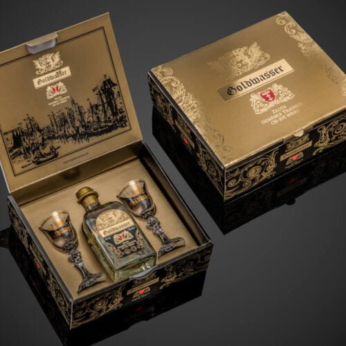 ZESTAW UPOMINKOWY GOLDWASSER + 2 KIELISZKI